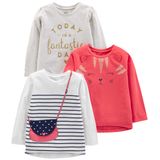 Camiseta Simple Joys By Carter&#39;s Girls, Pacote Com 3, Manga Comprida, 4t