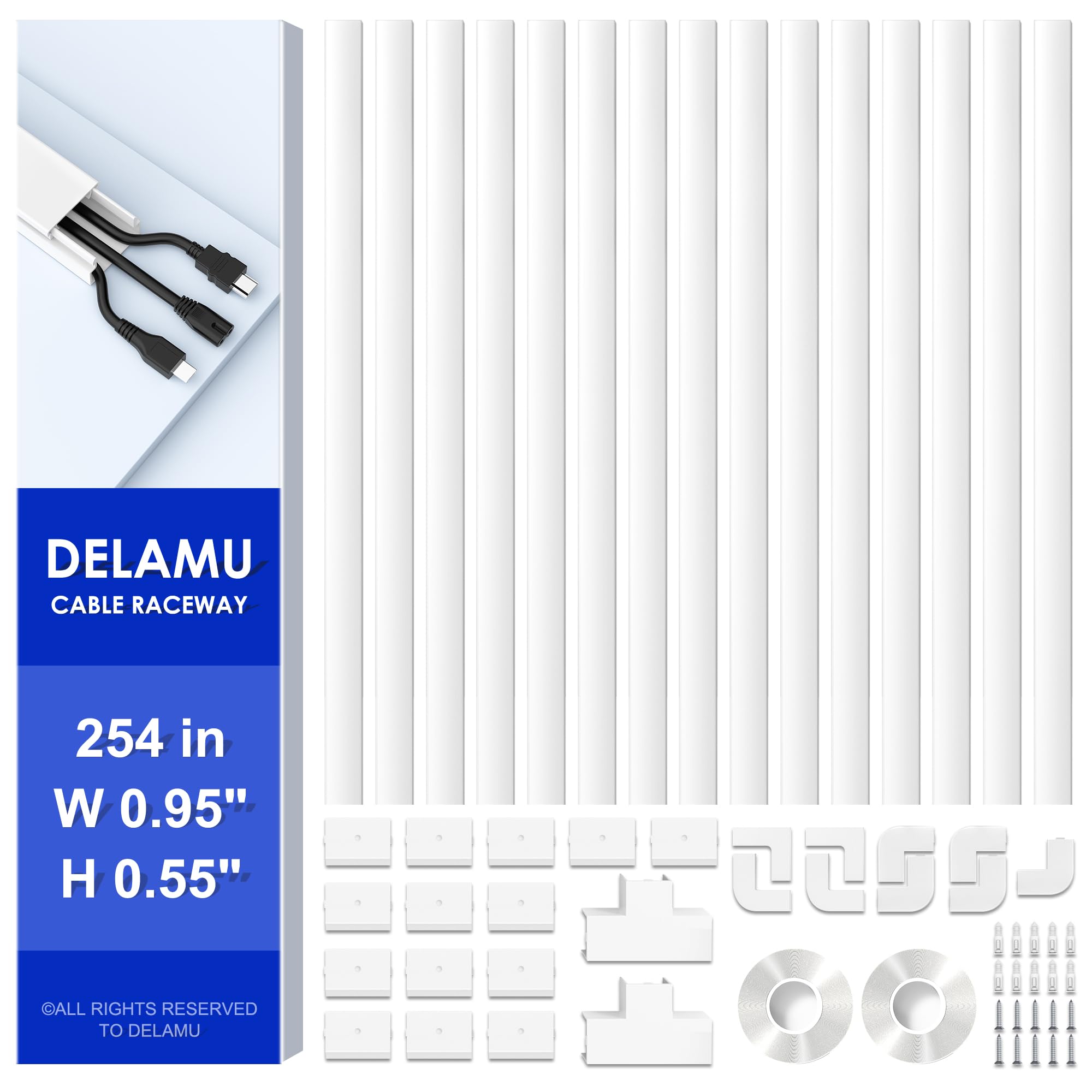 Cord Hider Delamu 15x Cable Raceways Para Tv Montada Na Parede