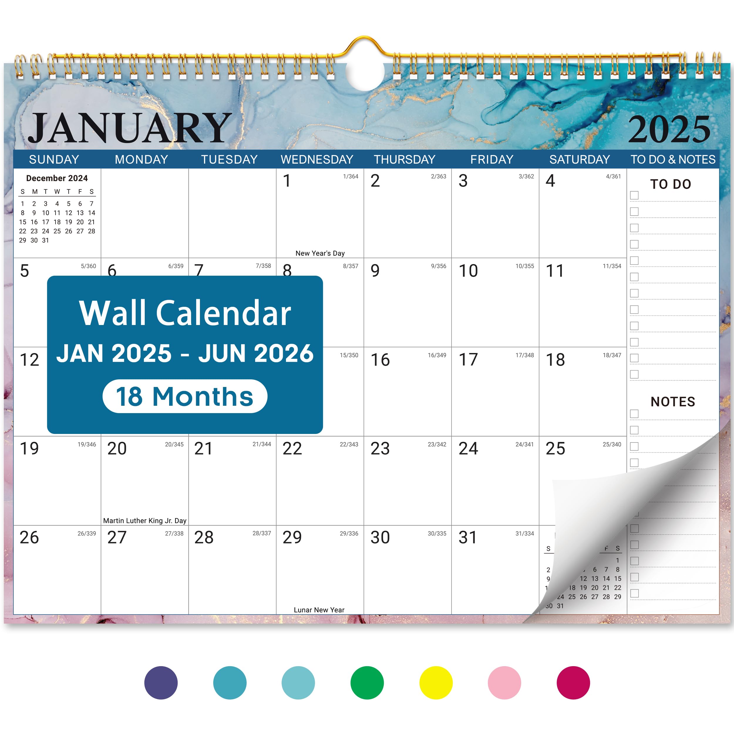 Calendário De Parede Taja 2025 De Janeiro A Junho De 18 Meses 37x29cm