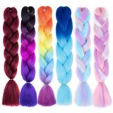Cabelo Trançado Afnote Rainbow 60 Cm, 6 Pacotes De Fibra Sintética