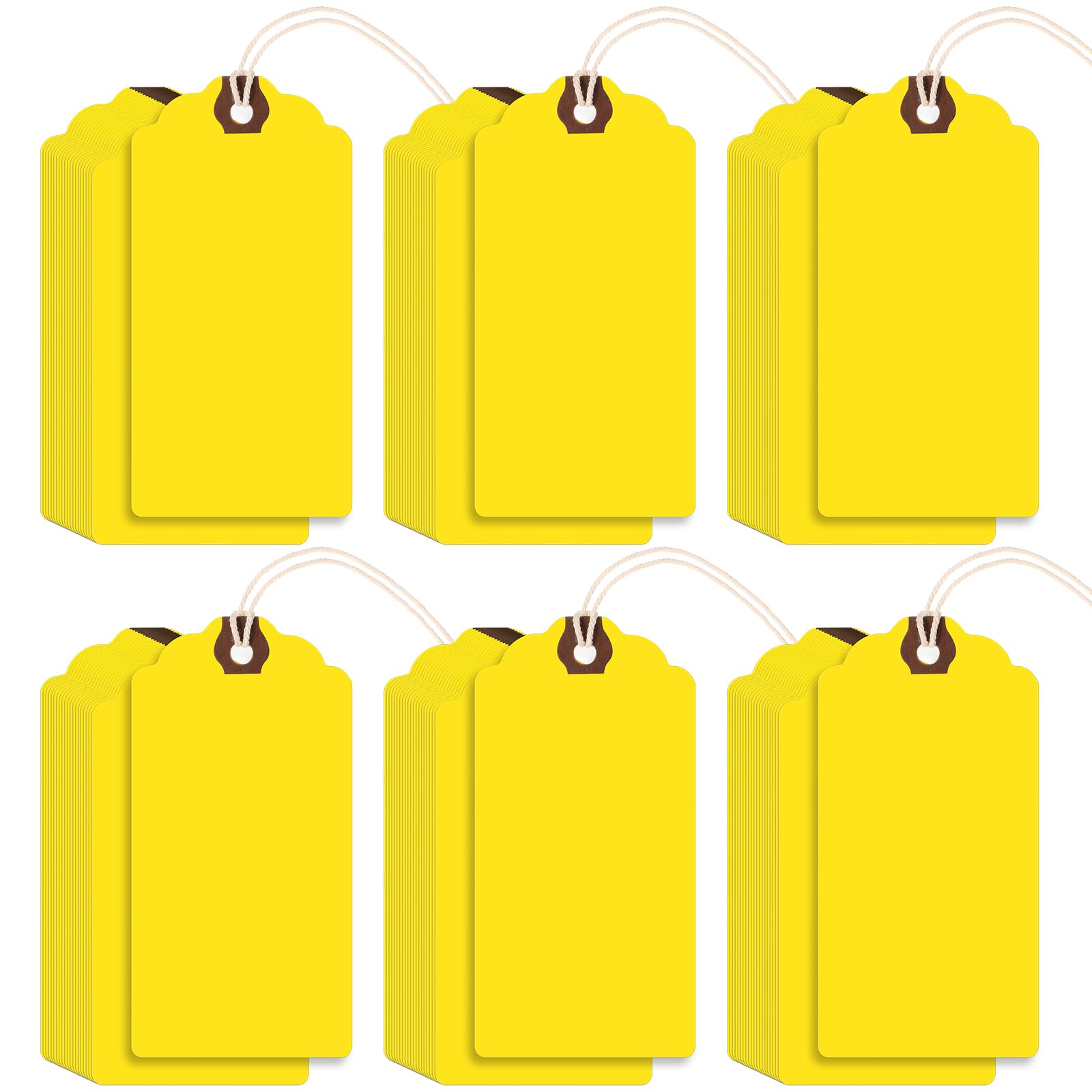 Etiquetas De Presente De Papel Outus 60 Unidades De 12 Cm X 6 Cm Com Barbante (amarelo)