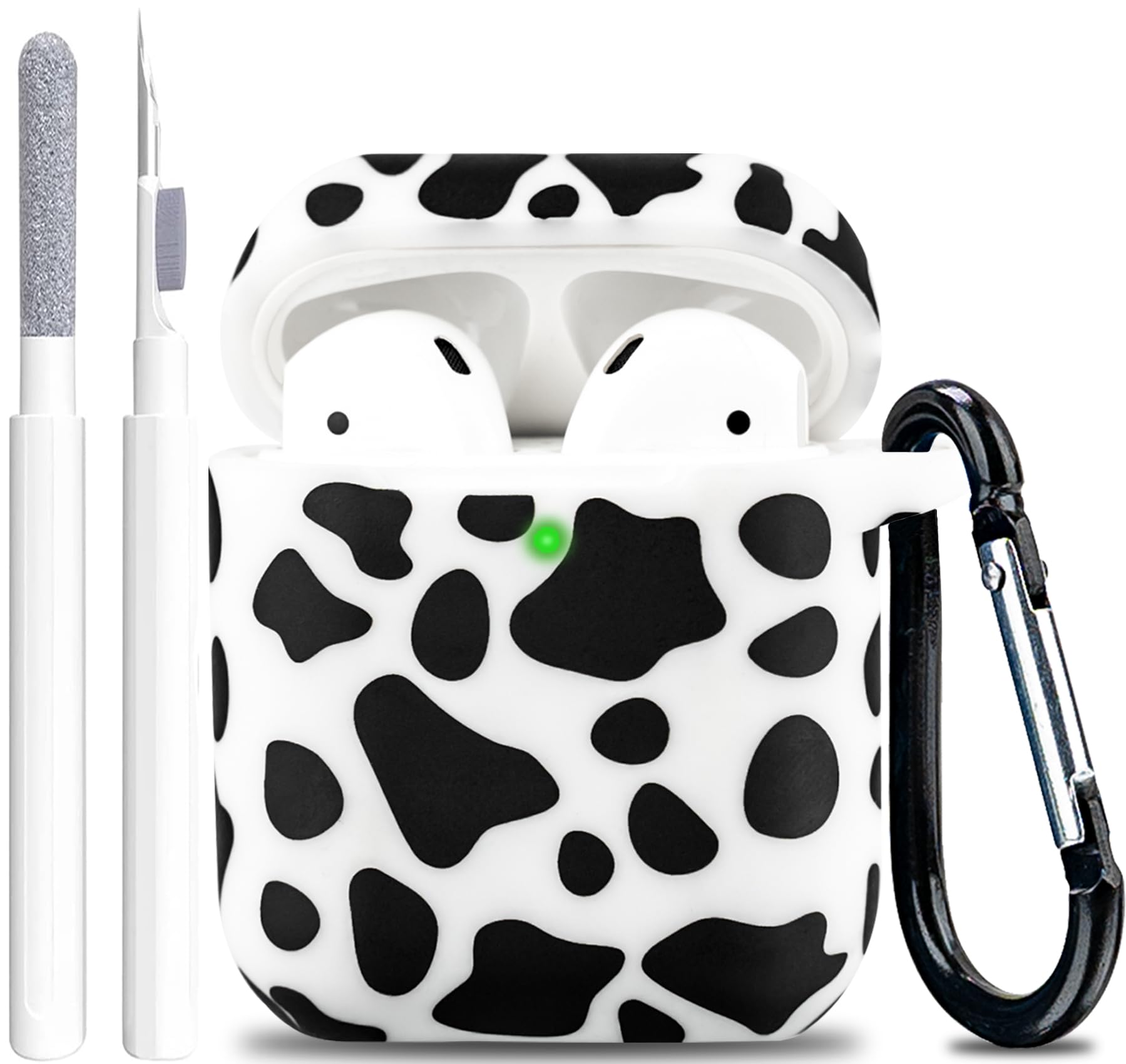 Capa Airpods Yomplow De Silicone Macio Com Estampa De Vaca Com Chaveiro