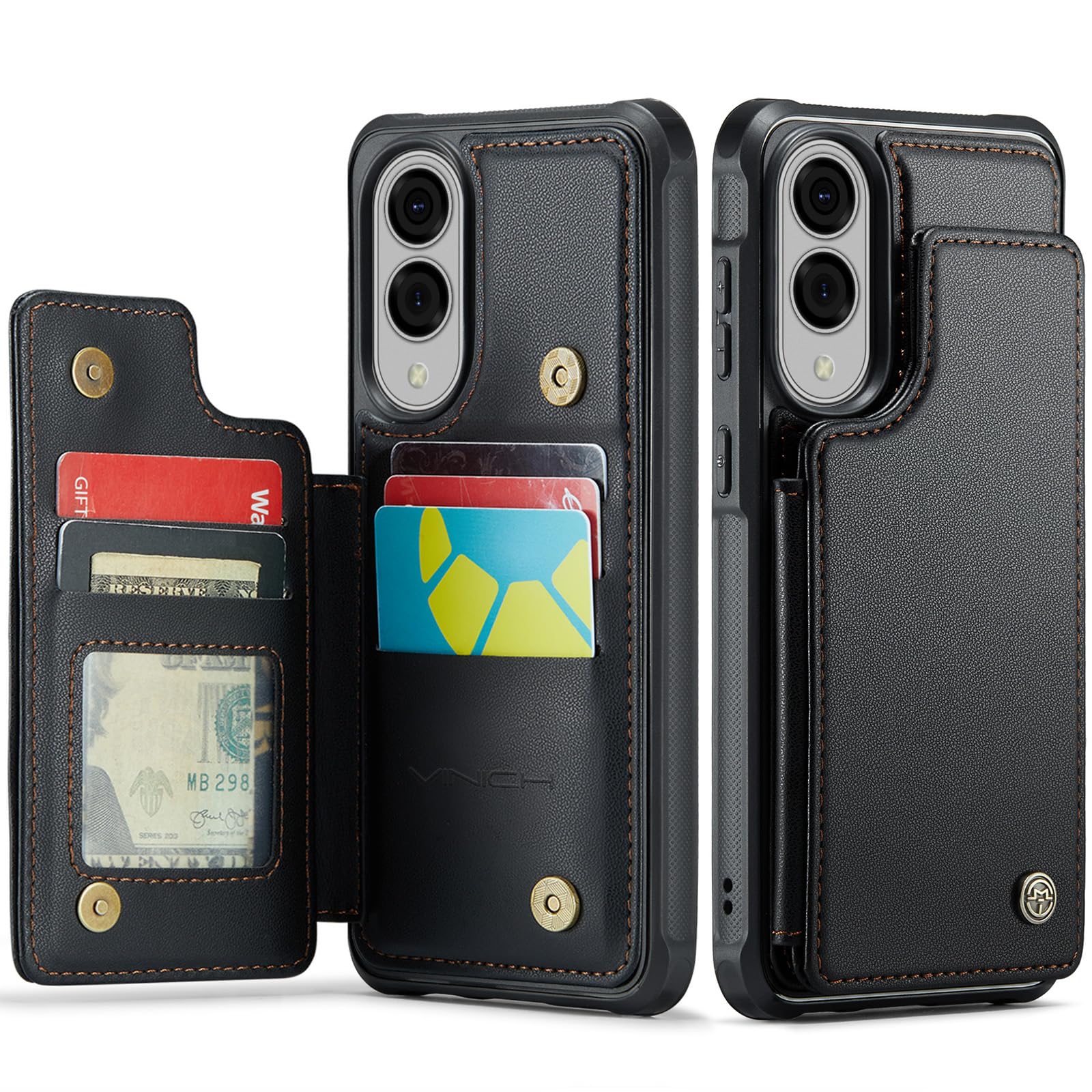 Capa Tipo Carteira De Celular Vinich Para Samsung Galaxy S25 Edge Preta