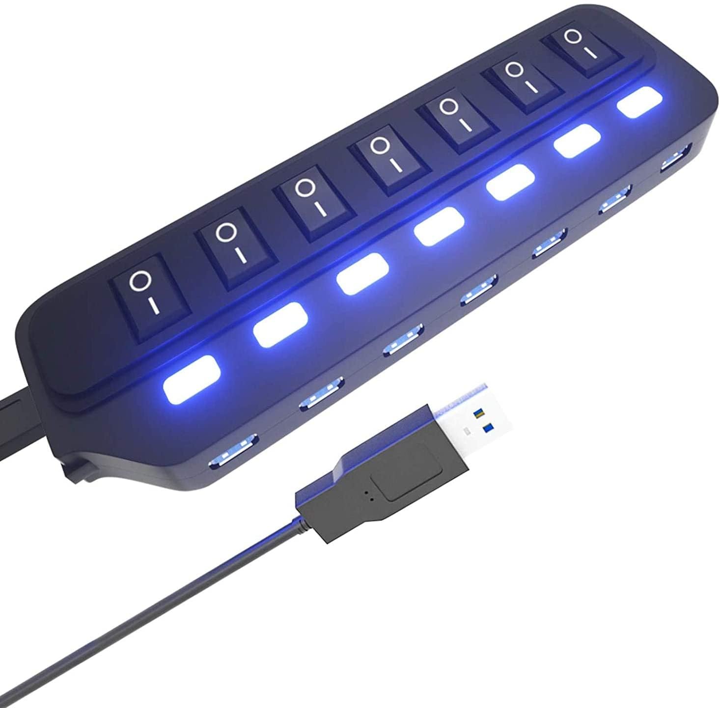 Hub Usb Infinio 3.0 De 7 Portas Com Interruptores Led Individuais De Ligar/desligar