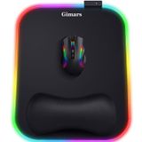 Mouse Pad Rgb Gimars Com Suporte De Apoio De Pulso 30x25cm