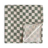 Cobertor Muslin Baby Swaddle Mushie Olive Check 100% Algodão Orgânico