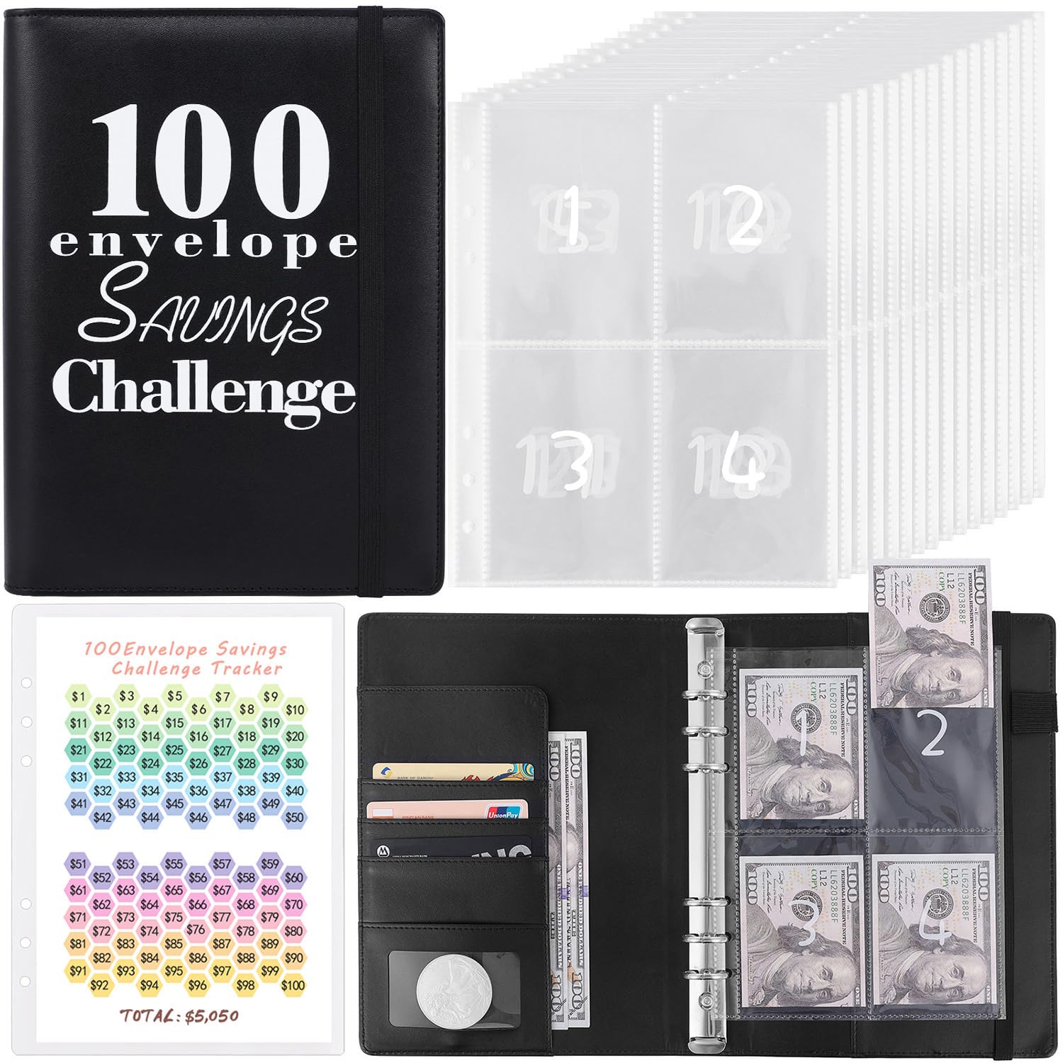 Envelope Money Saving Challenge Binder Wapag 100 A5 Preto