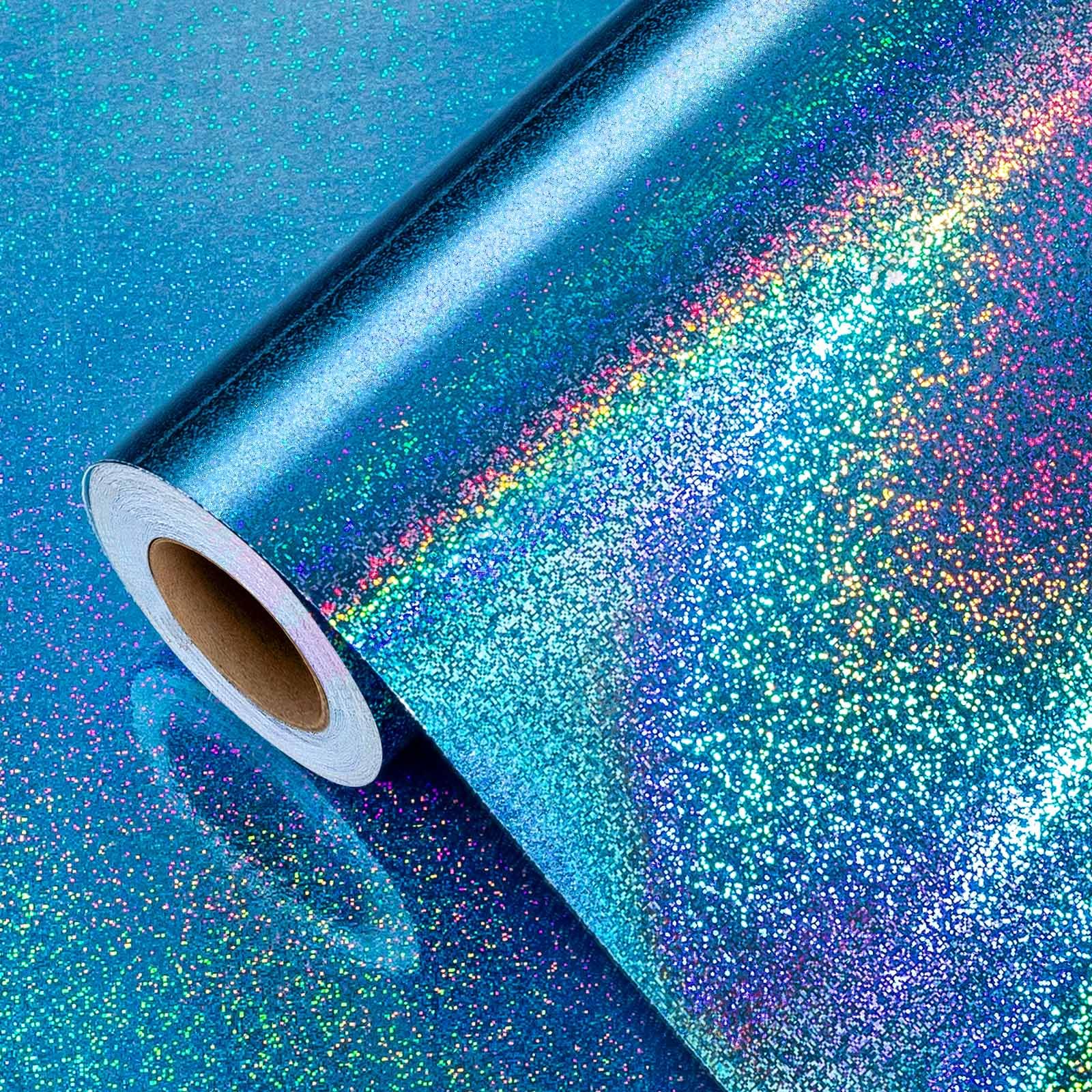 Rolo De Papel De Embrulho Burymento Blue Metallic Holographic