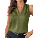 Camiseta Regata Evaless Sem Mangas Para Mulheres Com Decote Em V Plissado De Verão