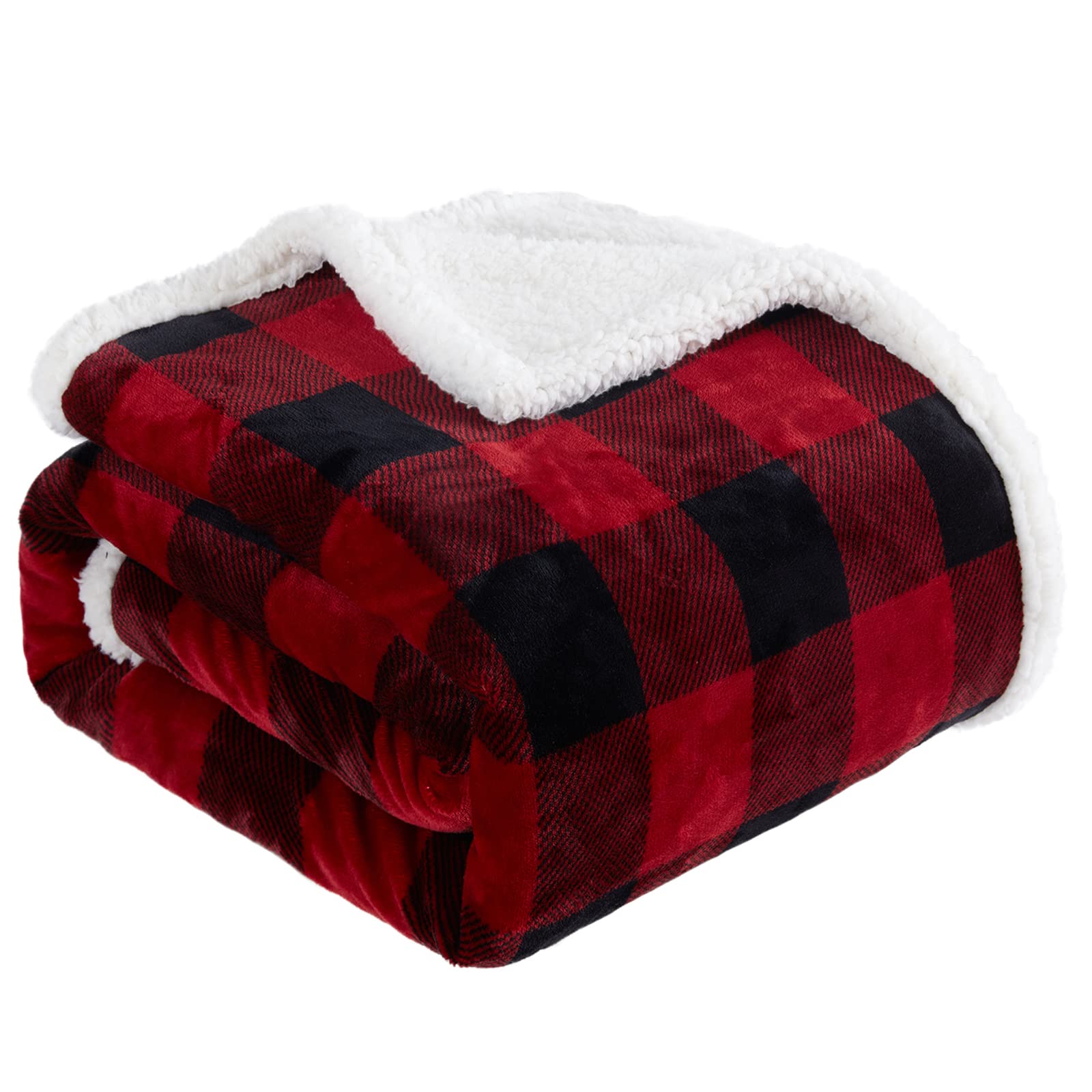 Cobertor Touchat Sherpa Vermelho/preto Buffalo Plaid 150x180cm