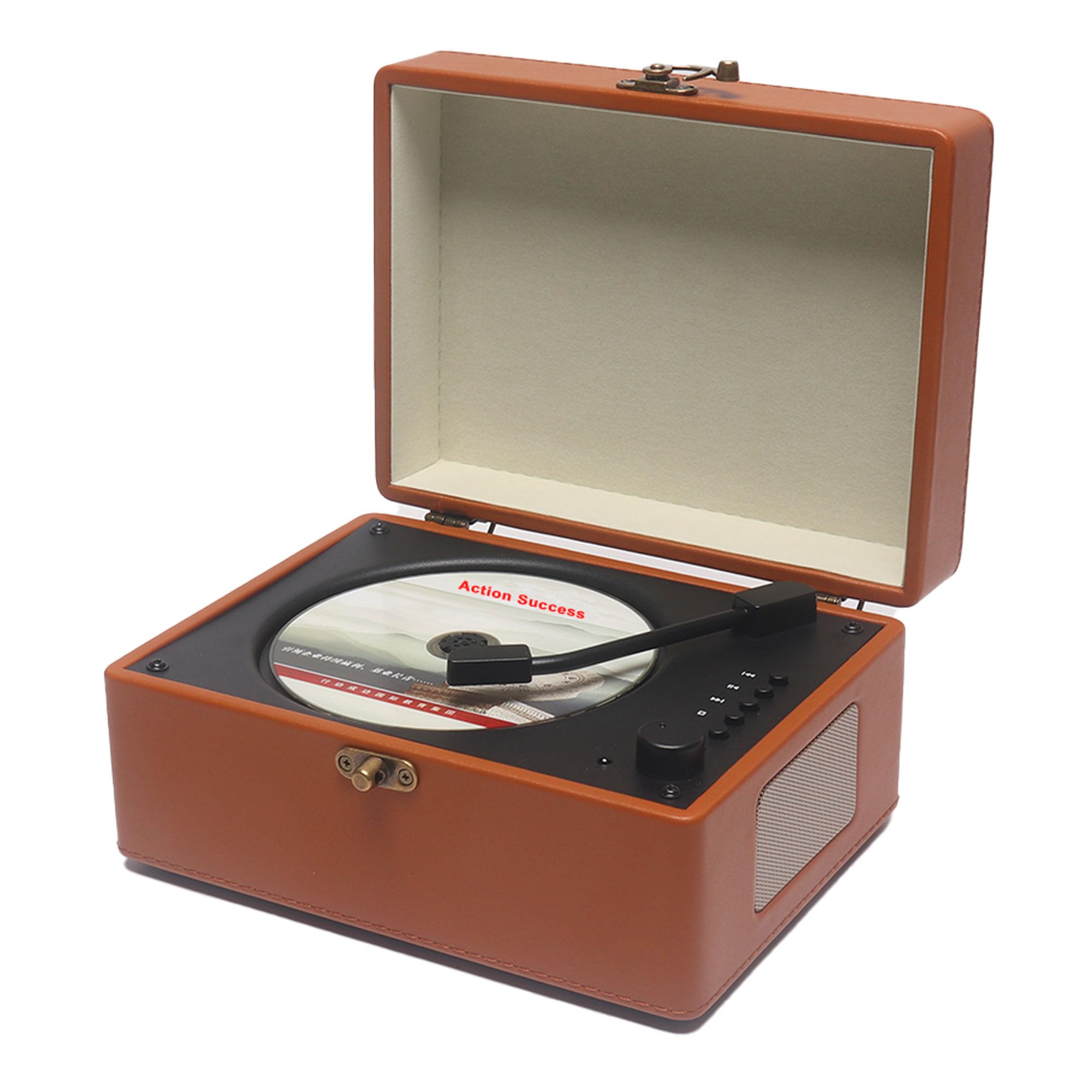 Leitor De Cd Yessz 2024 Sem Fio Bluetooth Com Alto-falante Marrom