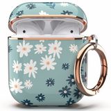 Capa Para Airpods 1 E 2 Tatofy Flower Patterns Cyan