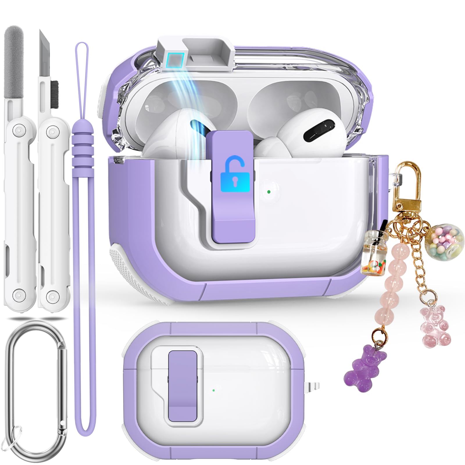 Capa Para Airpods Pro De 2ª E 1ª Geração Com Pulseira De Silicone Roxa