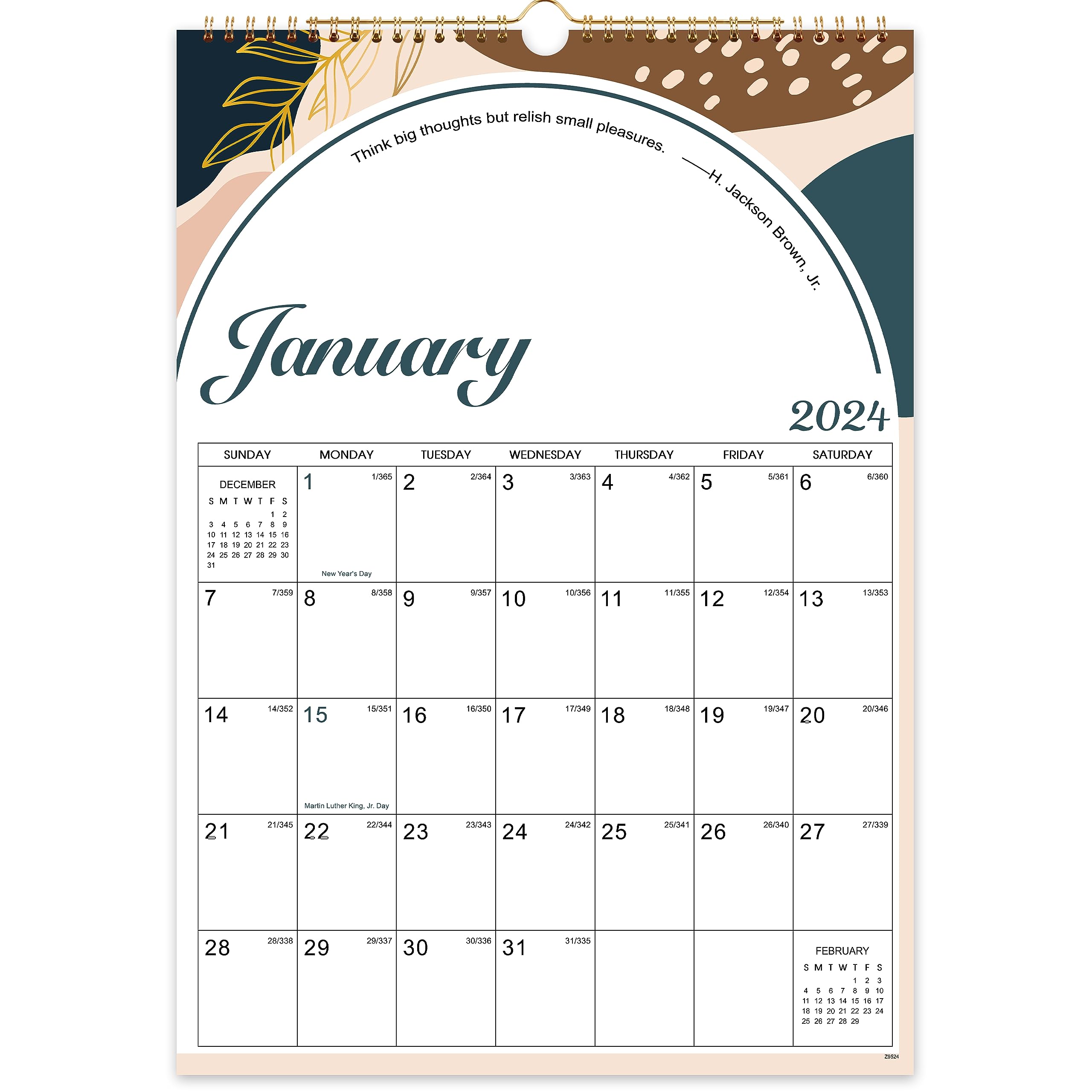 Calendário Urneeds 2024 Calendário De Parede De Janeiro A Dezembro 14,7 X 12 Cm