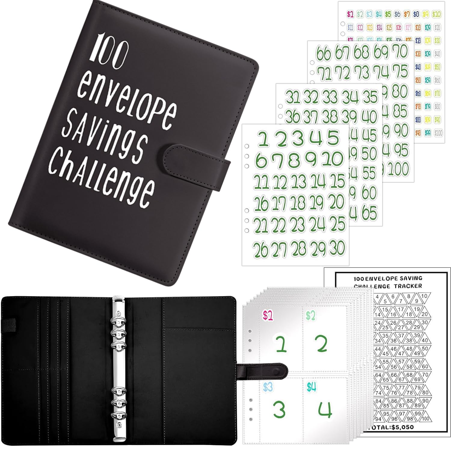 Budget Binder 100 Envelope Challenge A5 Com Acessórios