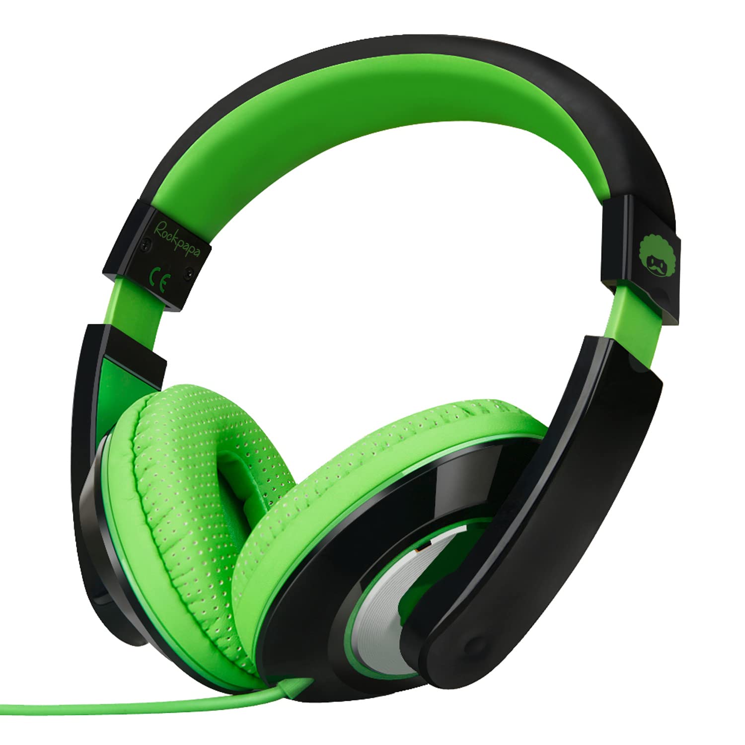 Fones De Ouvido Rockpapa Comfort Kids For School Over-ear Preto/verde