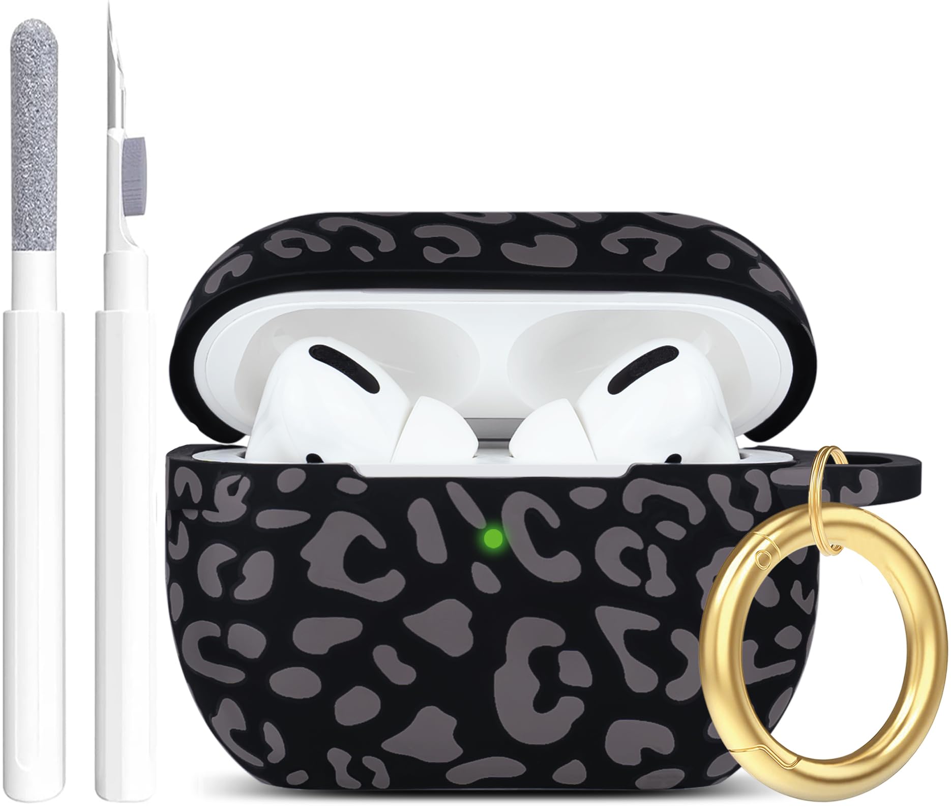 Capa Para Airpods Pro Gawnock Leopard, Silicone, Cinza, Com Chaveiro