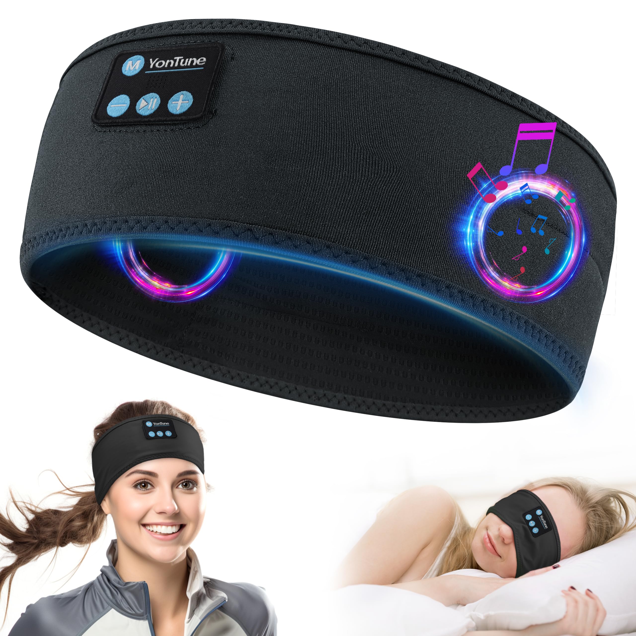 Fones De Ouvido Sleep Headband Sem Fio Bluetooth Yontune Black