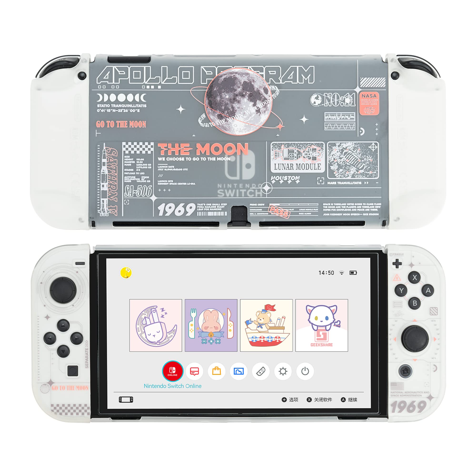 Capa Protetora Geekshare The Moon Nintendo Switch Oled