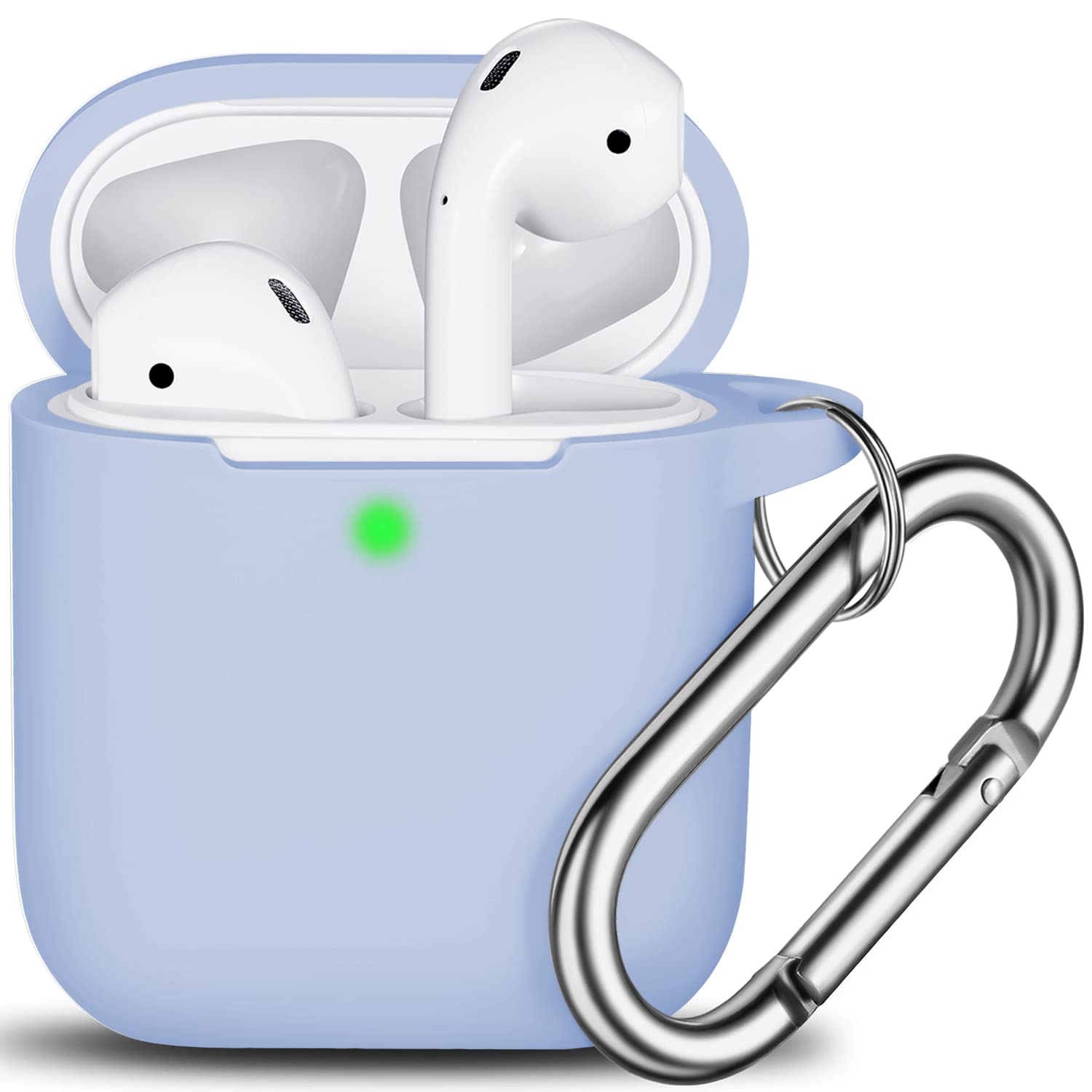 Capa Para Airpods Em Silicone Macio R-fun Com Chaveiro Azul Celeste