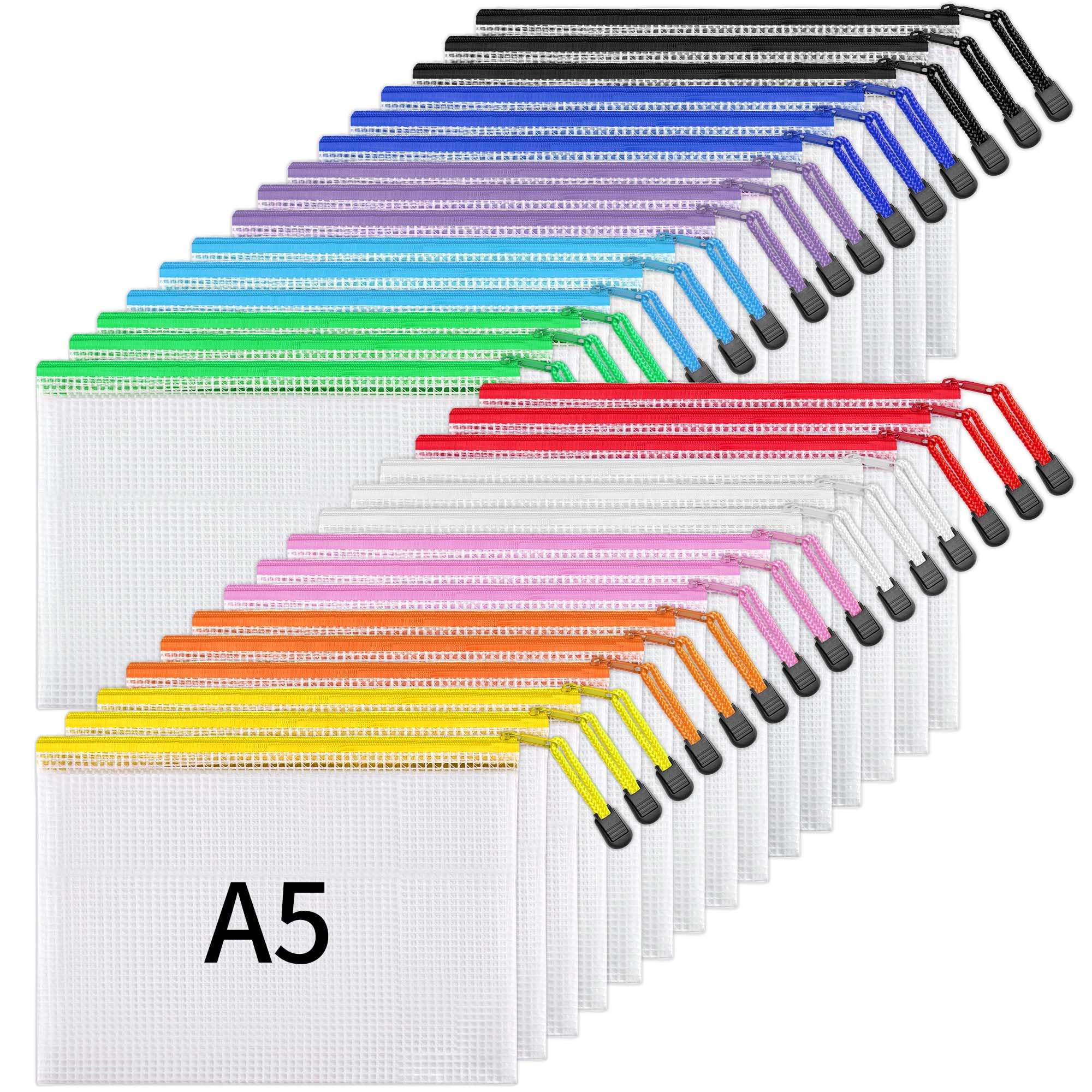 Bolsa De Documentos De Malha Com Zíper Jarlink, Pacote Com 30 Unidades, A5, Resistente À Água