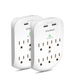 Protetor De Sobretensão De Parede One Beat 6-outlet Com 2 Portas Usb 2.4a 490j