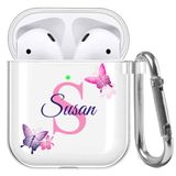 Capa Para Airpods Ikpytree Crystal Clear Personalizada Roxa