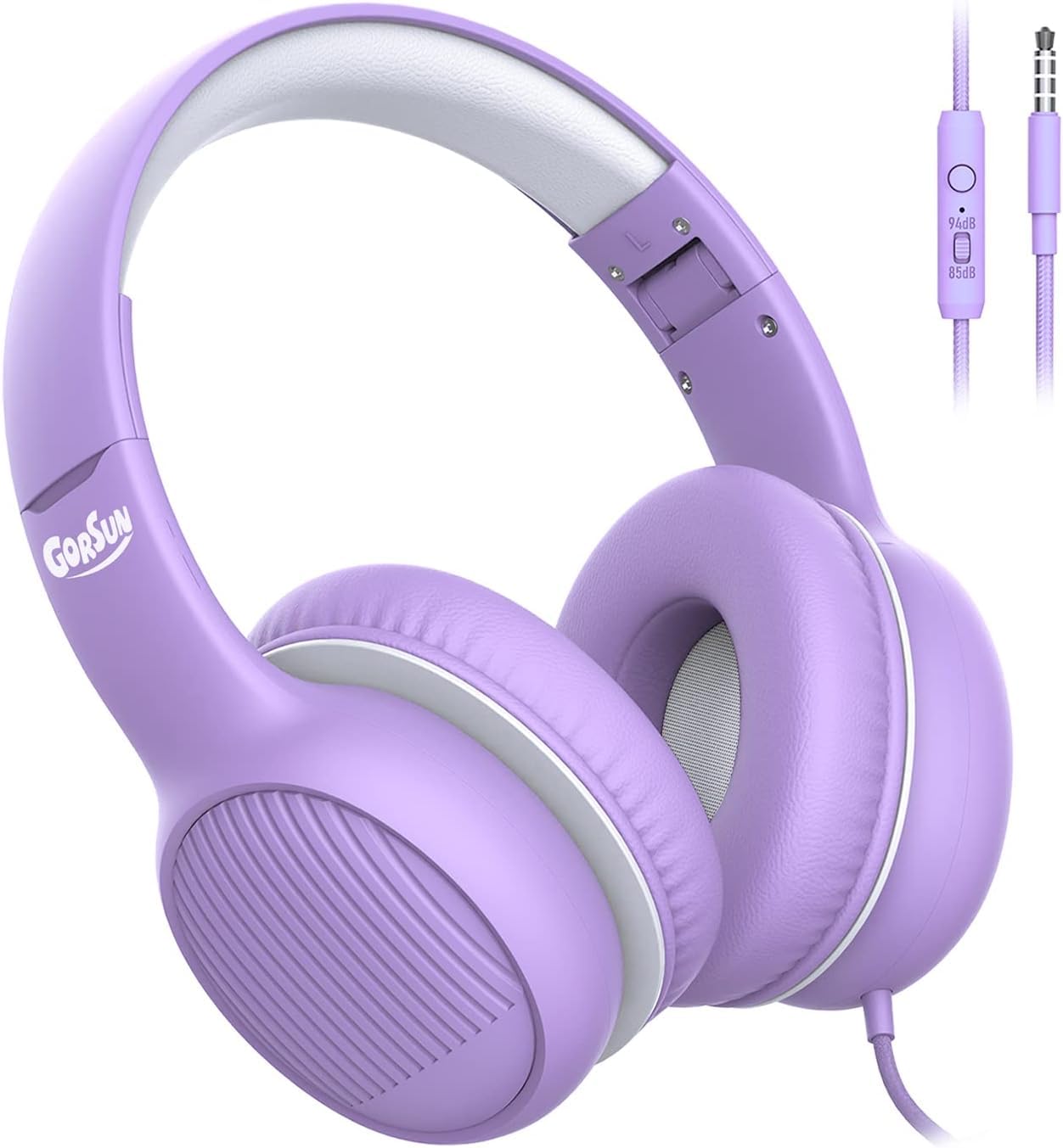 Fones De Ouvido Gorsun Wired Kids 85db/94db, Com Volume Limitado, Roxo