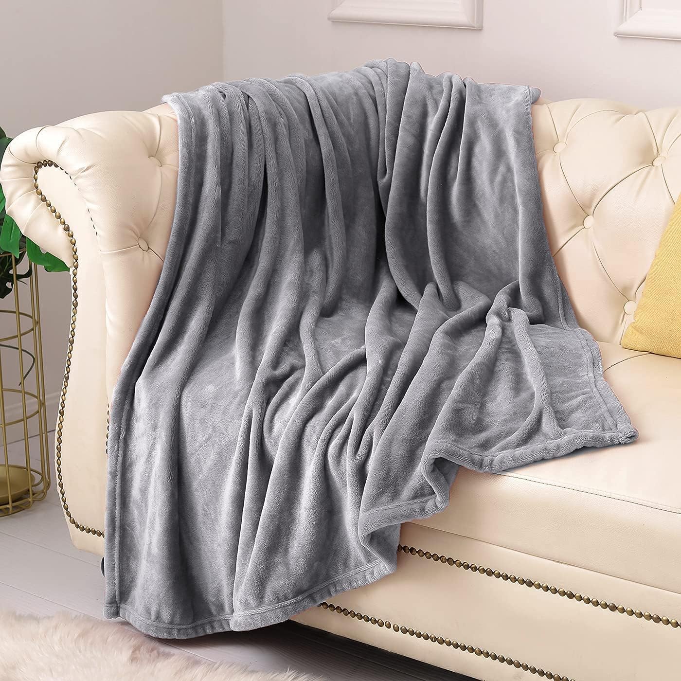 Cobertor De Lã Kmuset Throw Size Cinza Super Soft Cozy