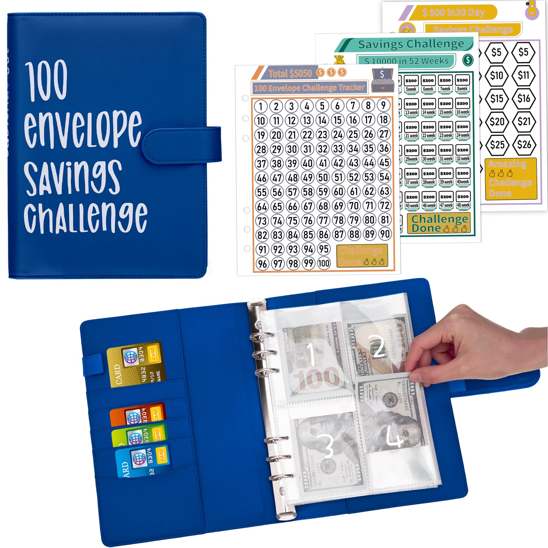 Money Saving Challenge Binder Ndsox 100 Envelopes A5
