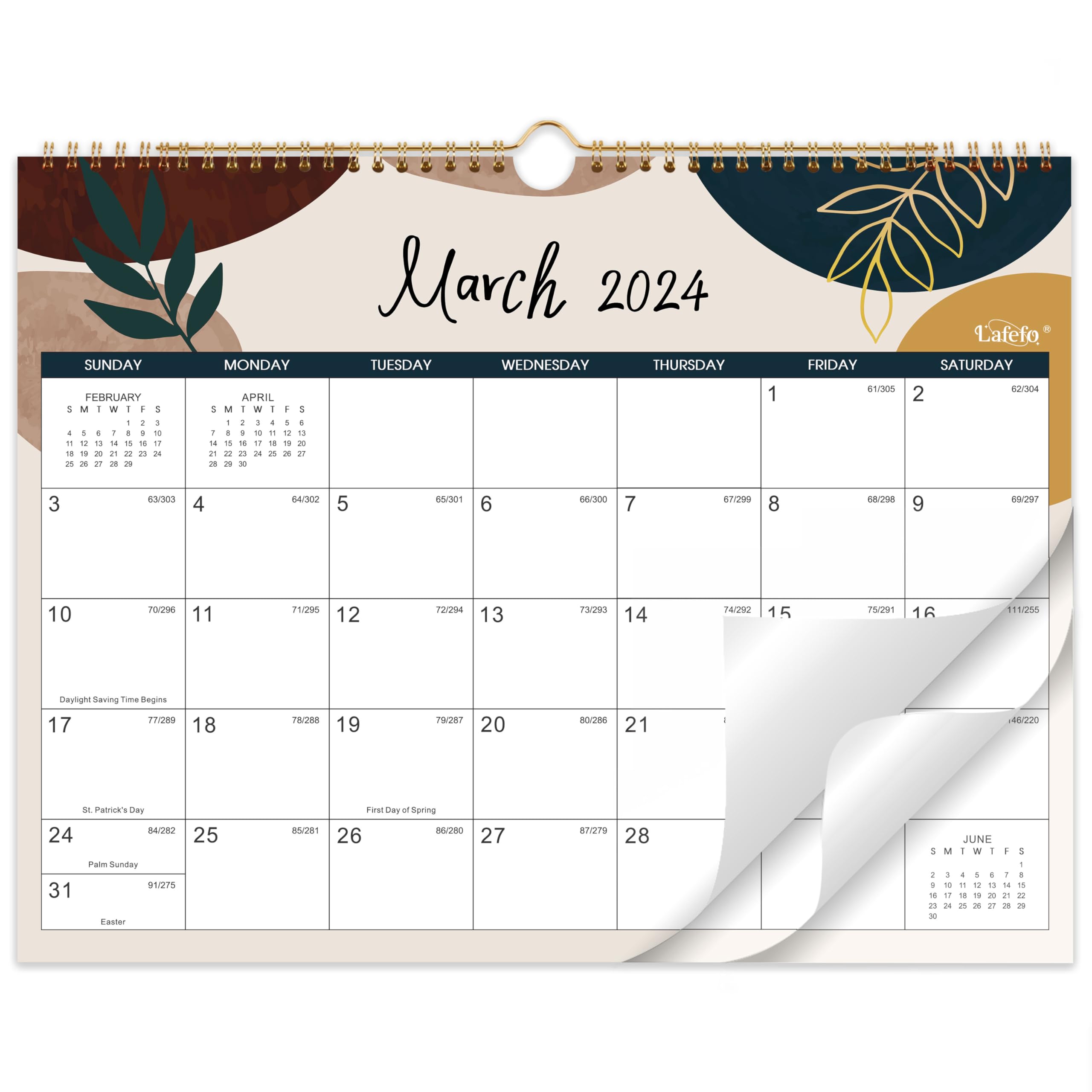 Calendário De Parede Lafefo 2024-2025, 14,5 X 11 Cm, Fio Duplo