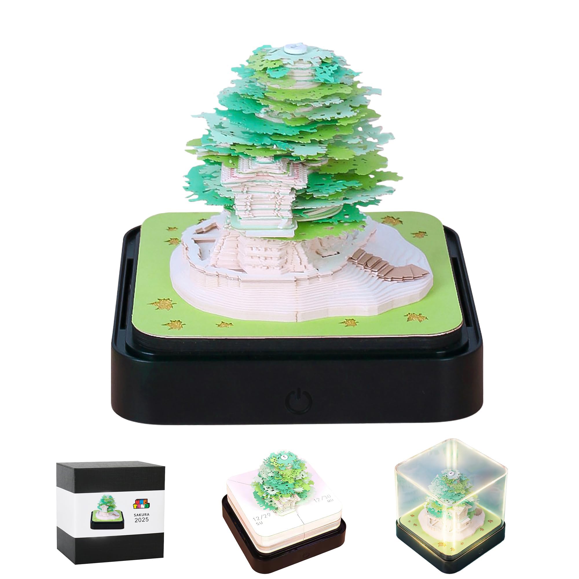 Calendário Memo Pad Mactano 3d Art 2025 Sakura Tree Green