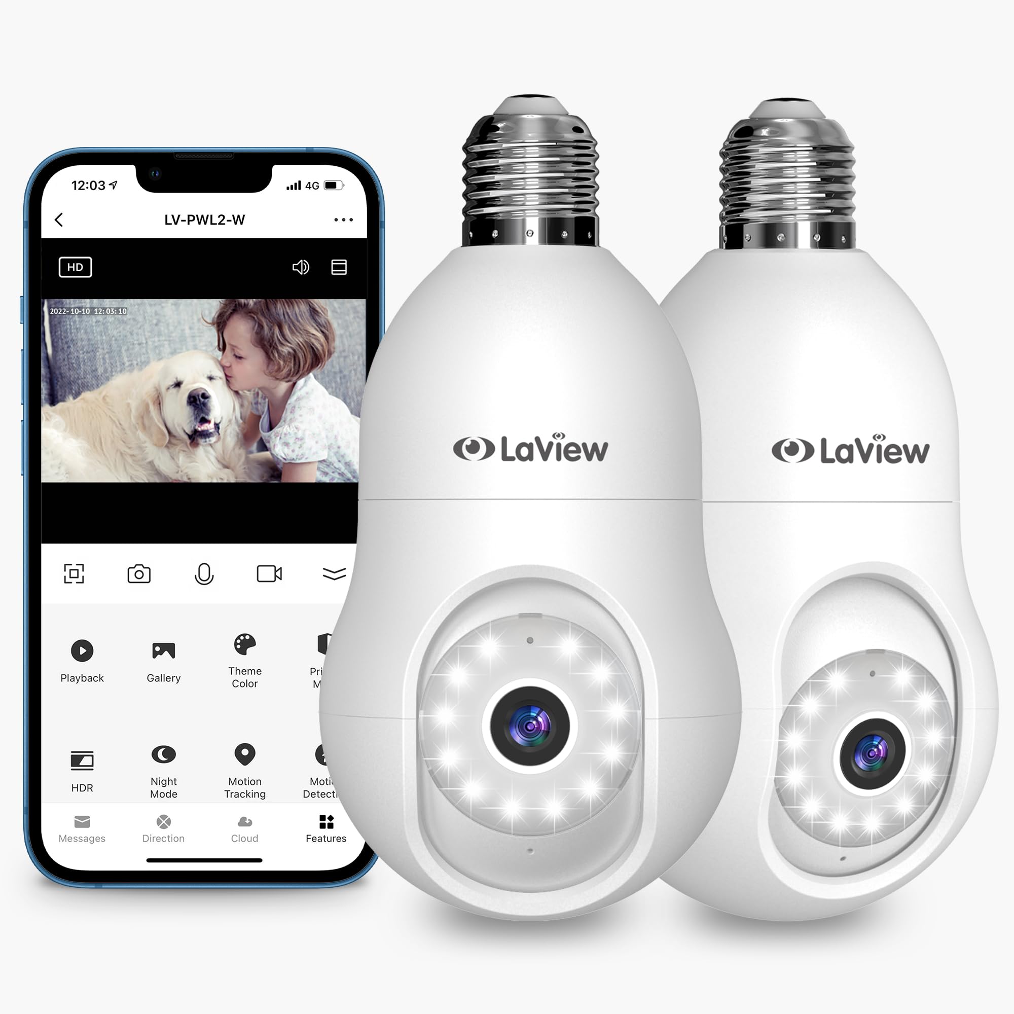 Câmera De Segurança Laview 4mp Bulb 2k Wireless Outdoor, Pacote Com 2