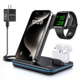 Carregador Sem Fio Waitiee 3 Em 1 De Carregamento Rápido Para Apple