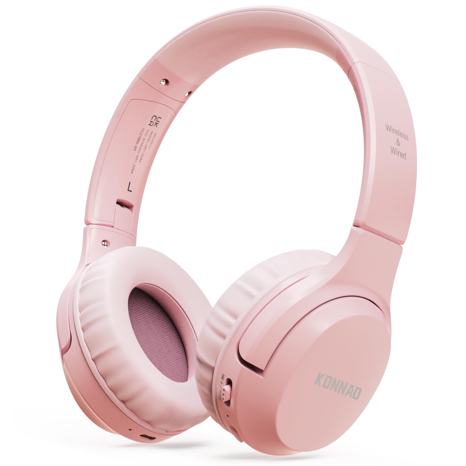 Fones De Ouvido Konnao Kids Wireless 60h Com Limitador De Volume Mic Rosa