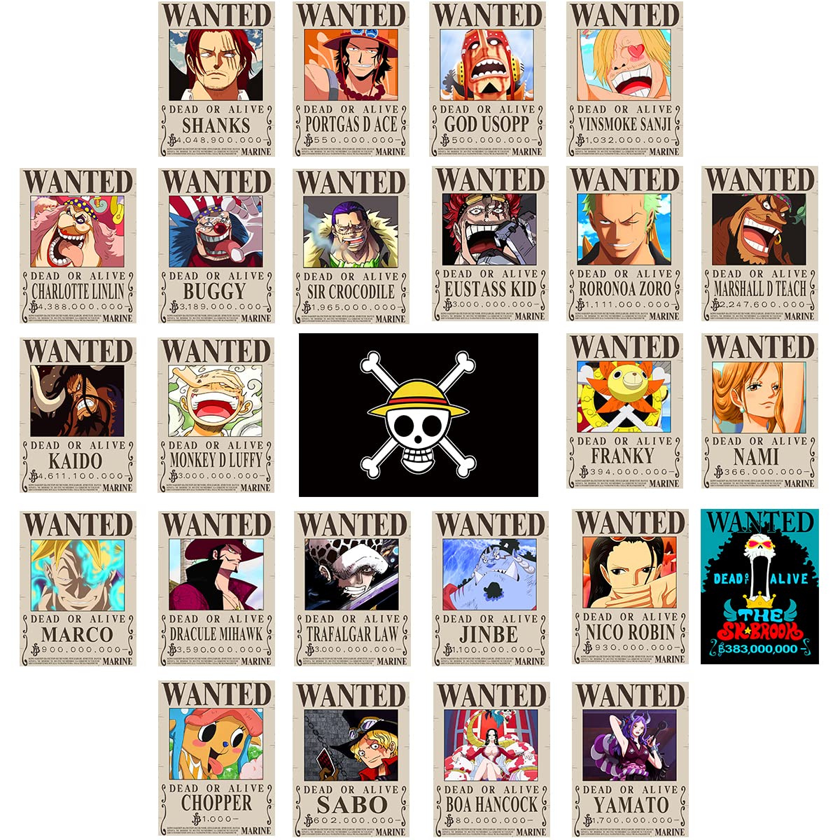 Pôsteres Procurados Tyzzhoa Anime One Piece, 25 Unidades, Edição Bounty