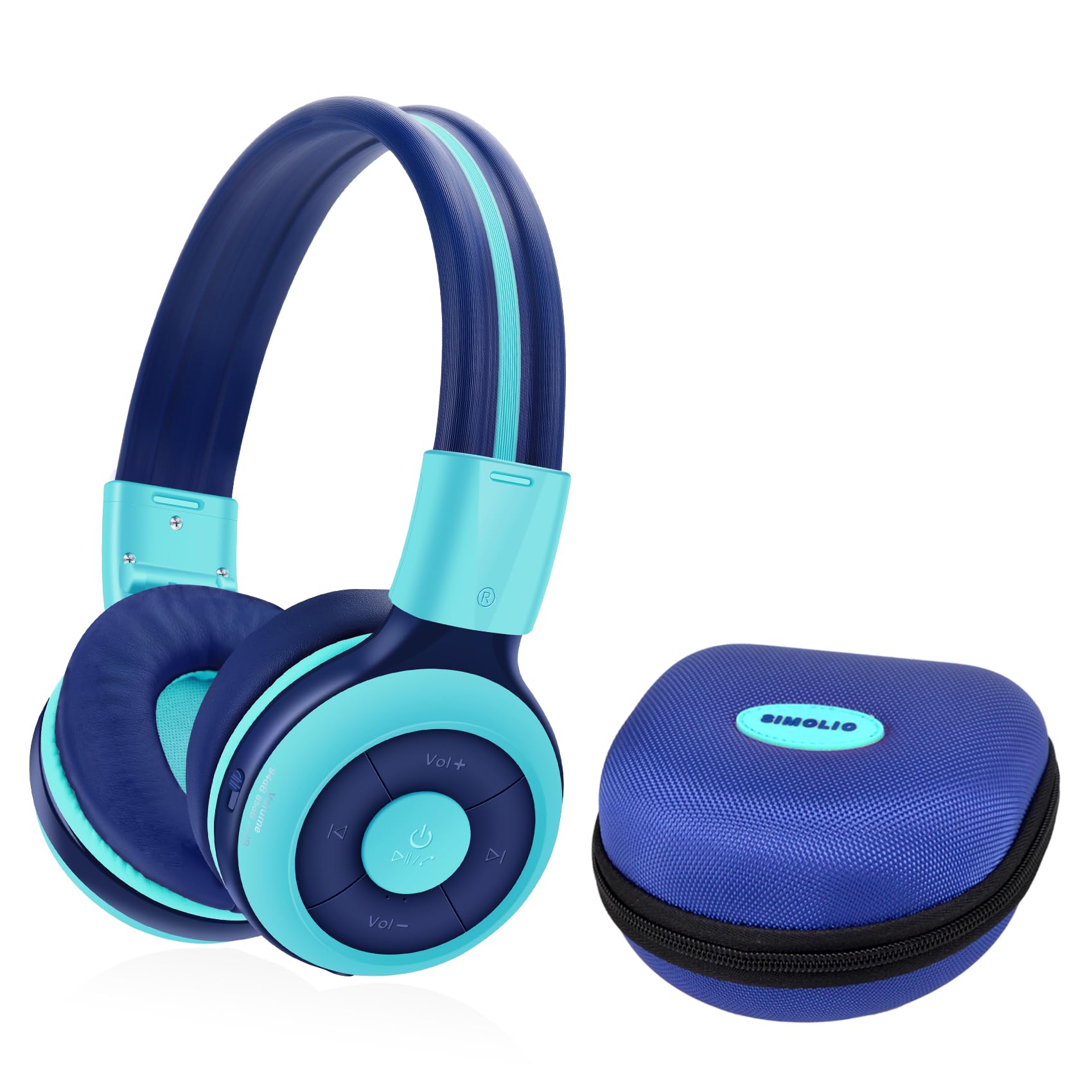 Fones De Ouvido Bluetooth Sem Fio Simolio Kids Com Microfone Azul