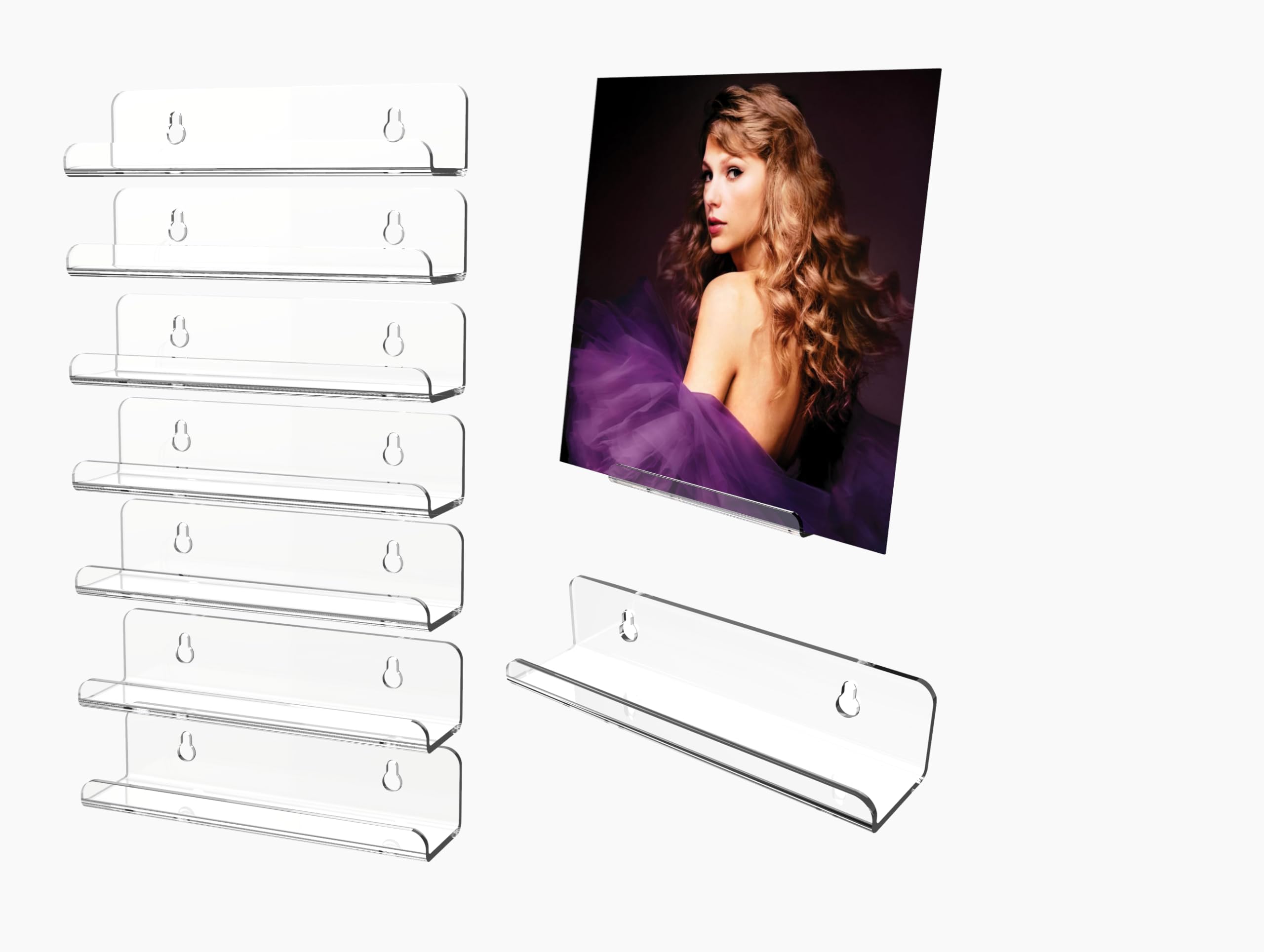 Prateleira De Discos De Vinil Para Montagem Na Parede Wpesi, Acrílico De 7 Polegadas, Pacote Com 8