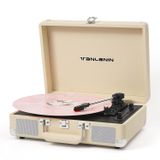 Toca-discos De Vinil Tanlanin Vintage Portable Suitcase Cream