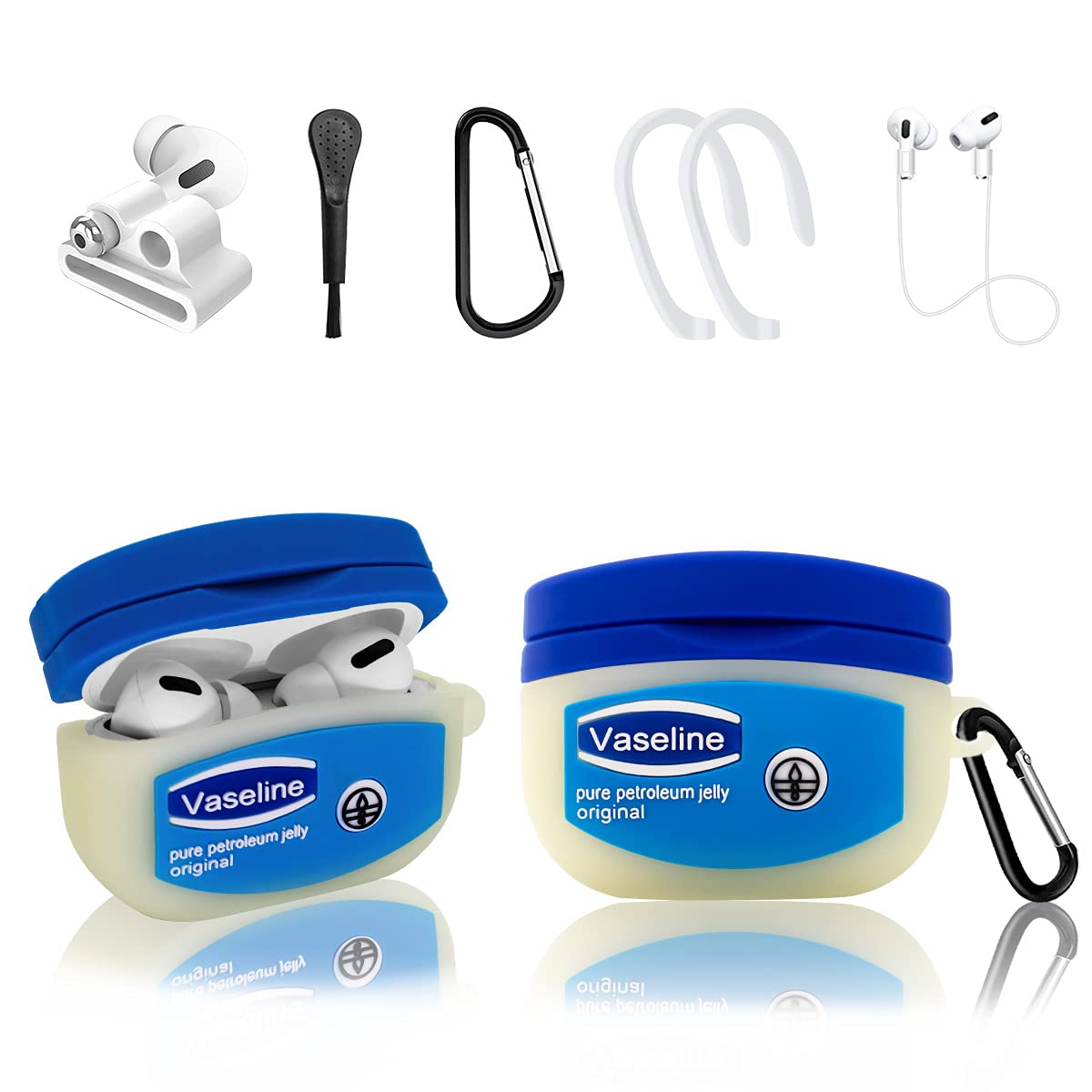 Capa Airpods Pro Wqnide Blue Bottle De Silicone Com Conjunto 6 Em 1