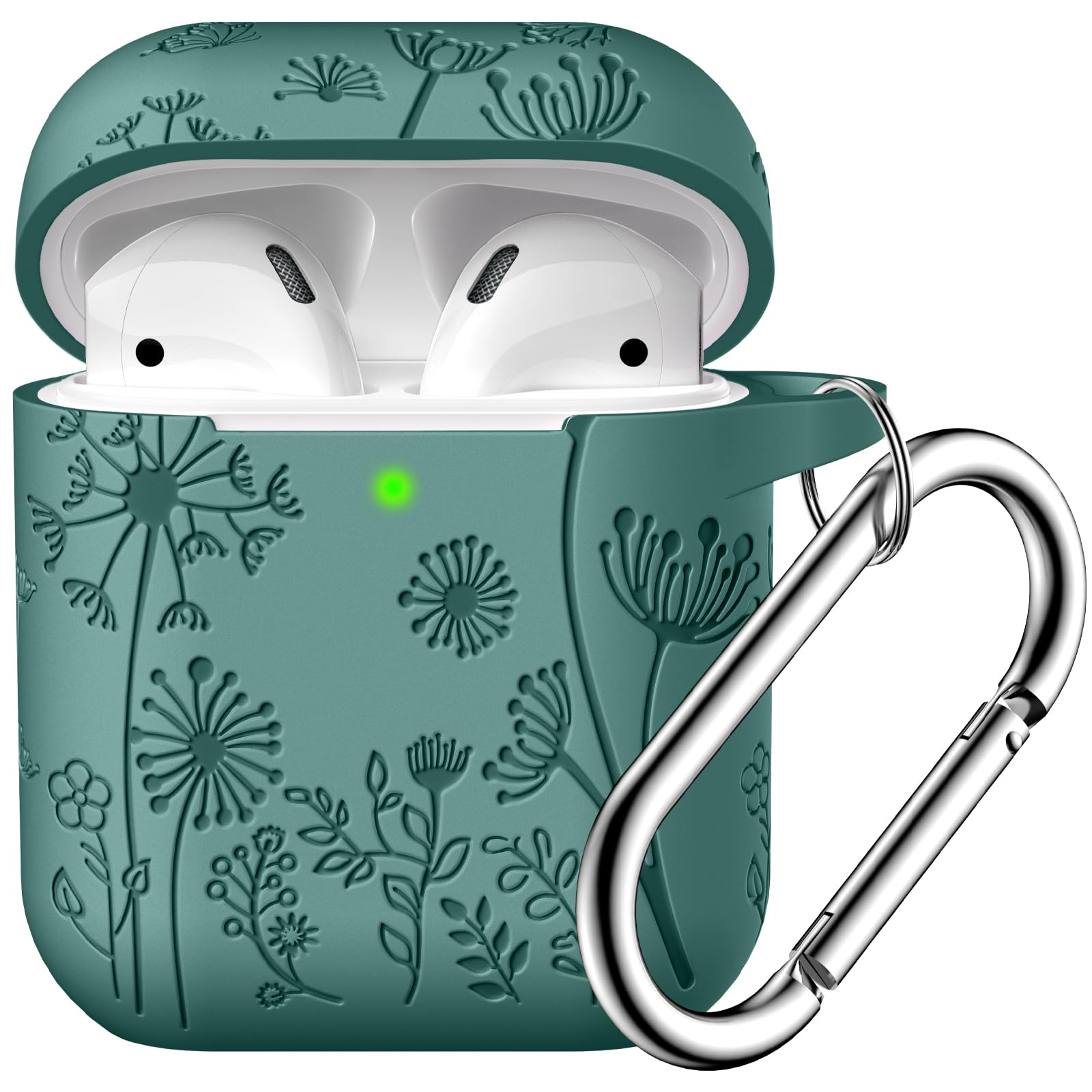 Capa Para Airpods Lerobo Flower Silicone Gravada Em Verde Pinho