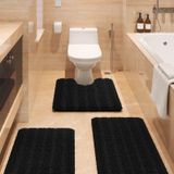Conjunto De Tapetes De Banheiro Accumtek Listrado Preto Ultra Macio Em Chenille