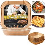 Forro De Papel Descartável Air Fryer, 23 Cm, Quadrado, 125 Unidades