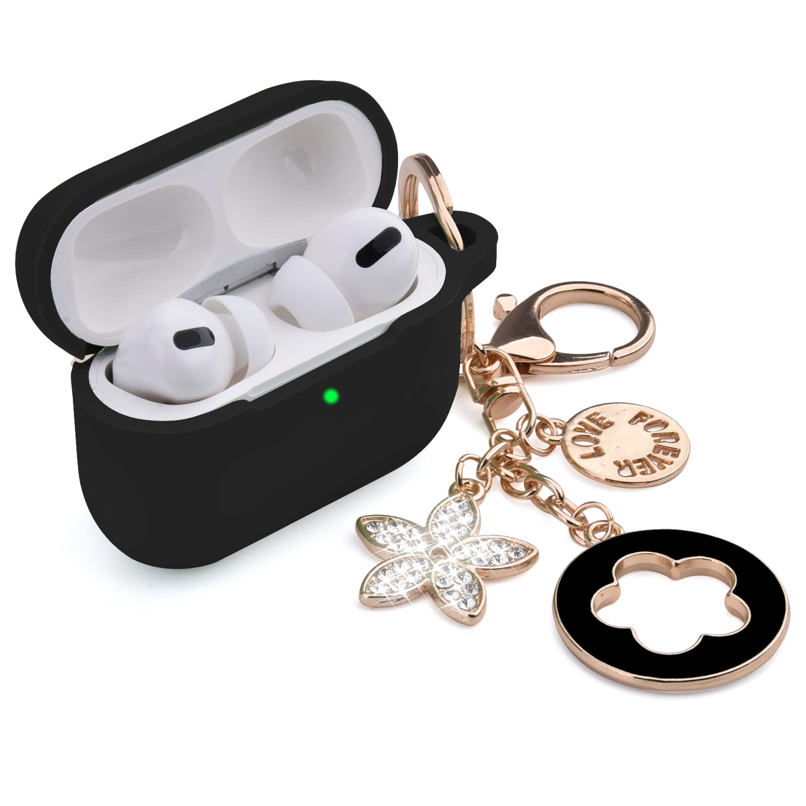 Capa Para Airpods Pro De 1ª Geração Oleband Com Chaveiro Bling Milk Tea