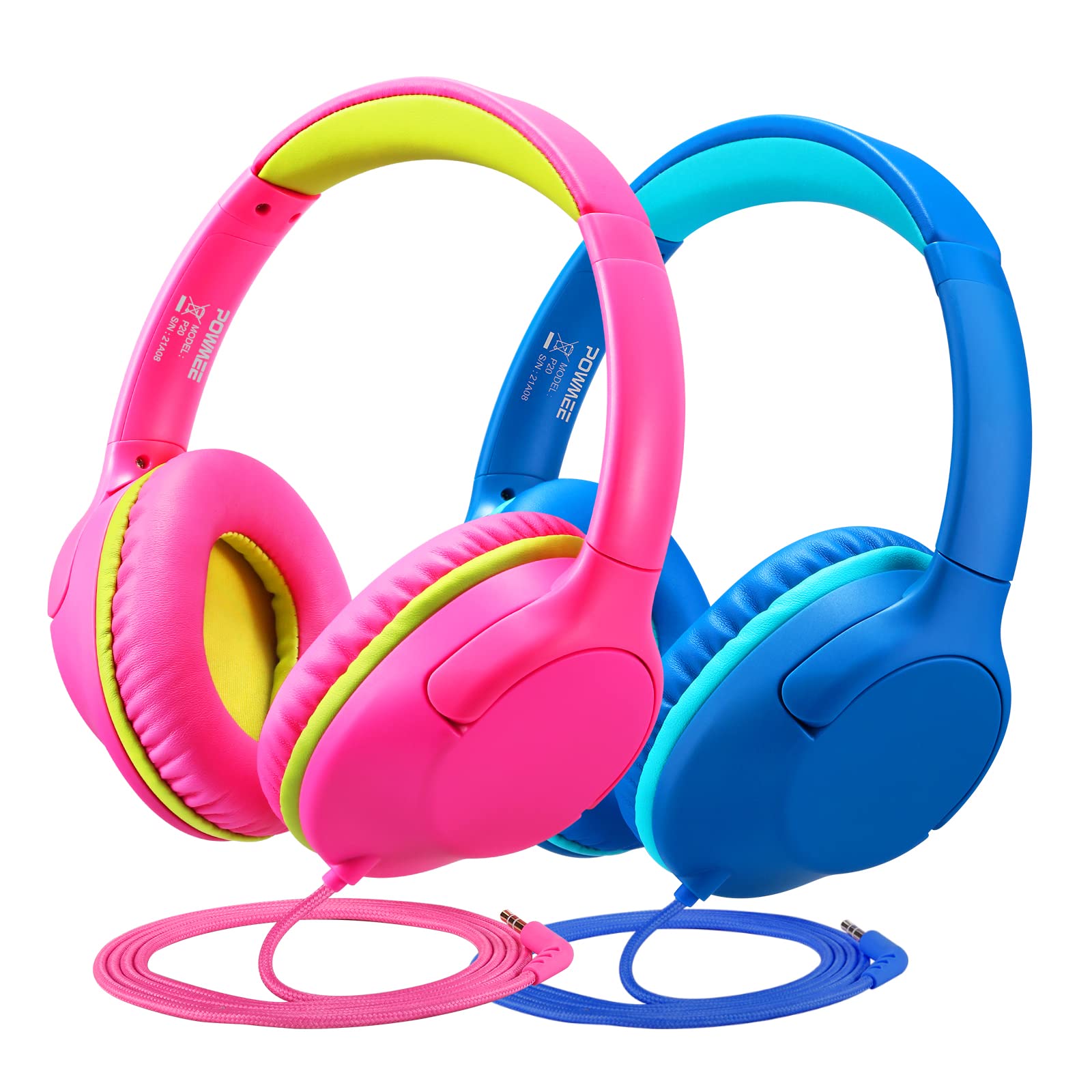 Fones De Ouvido Powmee Kids Over-ear 94db Volume Limited [pacote Com 2]
