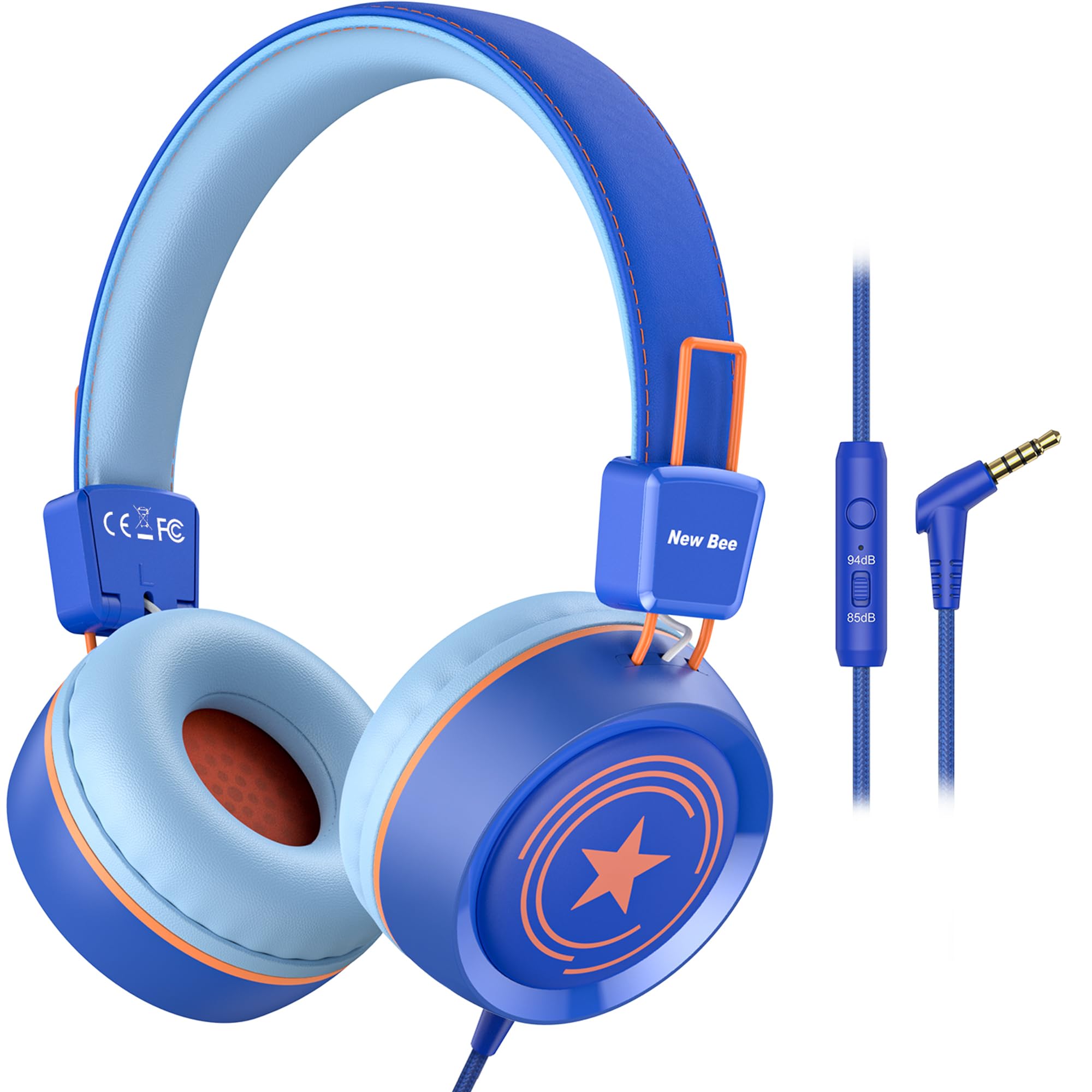 Fones De Ouvido New Bee Kh18 Kids Com Volume De Microfone Limitado Em Azul