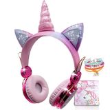 Fones De Ouvido Sem Fio Para Crianças Tcjj Unicorn Com Microfone Rosa De 3 Anos Ou Mais