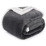 Manta De Pelúcia Beautex Sherpa Fleece Flannel 130x150cm Cinza