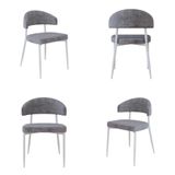 4 Unidades Cadeira Bless Fixa C/4 Pés 53 X 55 X 78cm Pés Brancos. Lautrec Cinza Lautrec Cinza