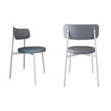 2 Unidades Cadeira Kyta Fixa C/4 Pés 50 X 44,7 X 83,8 Cm Pés Brancos. Corriente Cinza Corriente Cinza